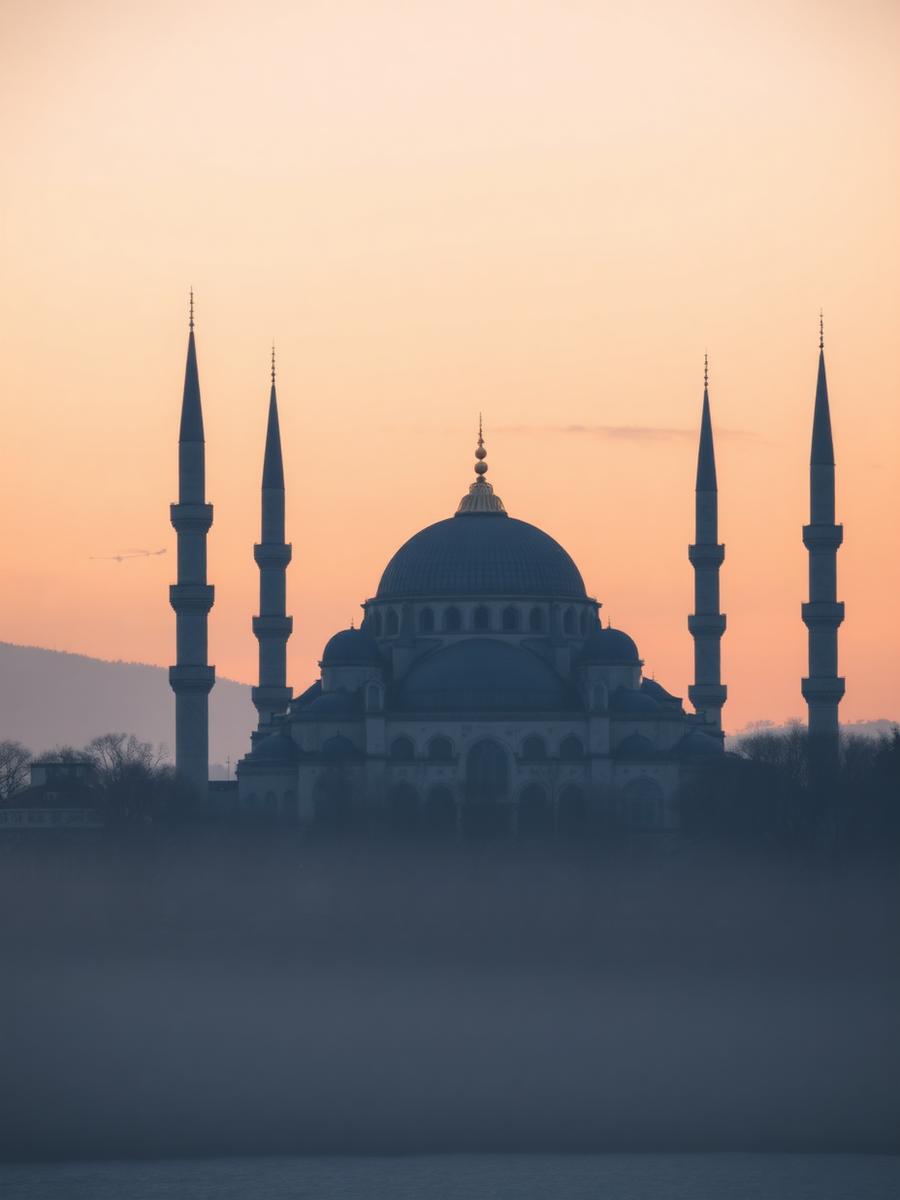 Historic mosque in Istanbul at dusk